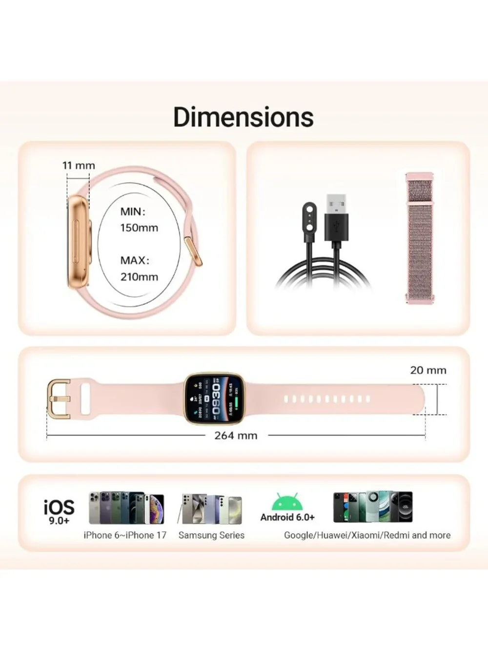 Stylish Smart Watch for Women - Make/Answer Calls, 1.85